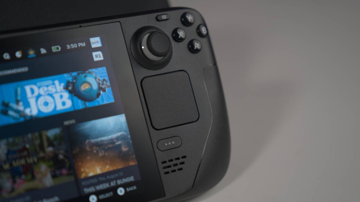 Steam Deck gamepad on desk, image by PCGuide